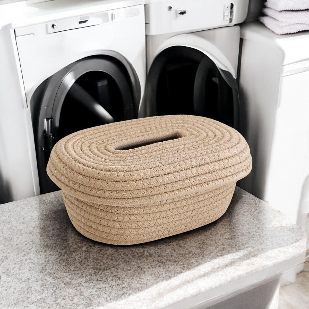 Minimalist Woven Storage Basket with Lid