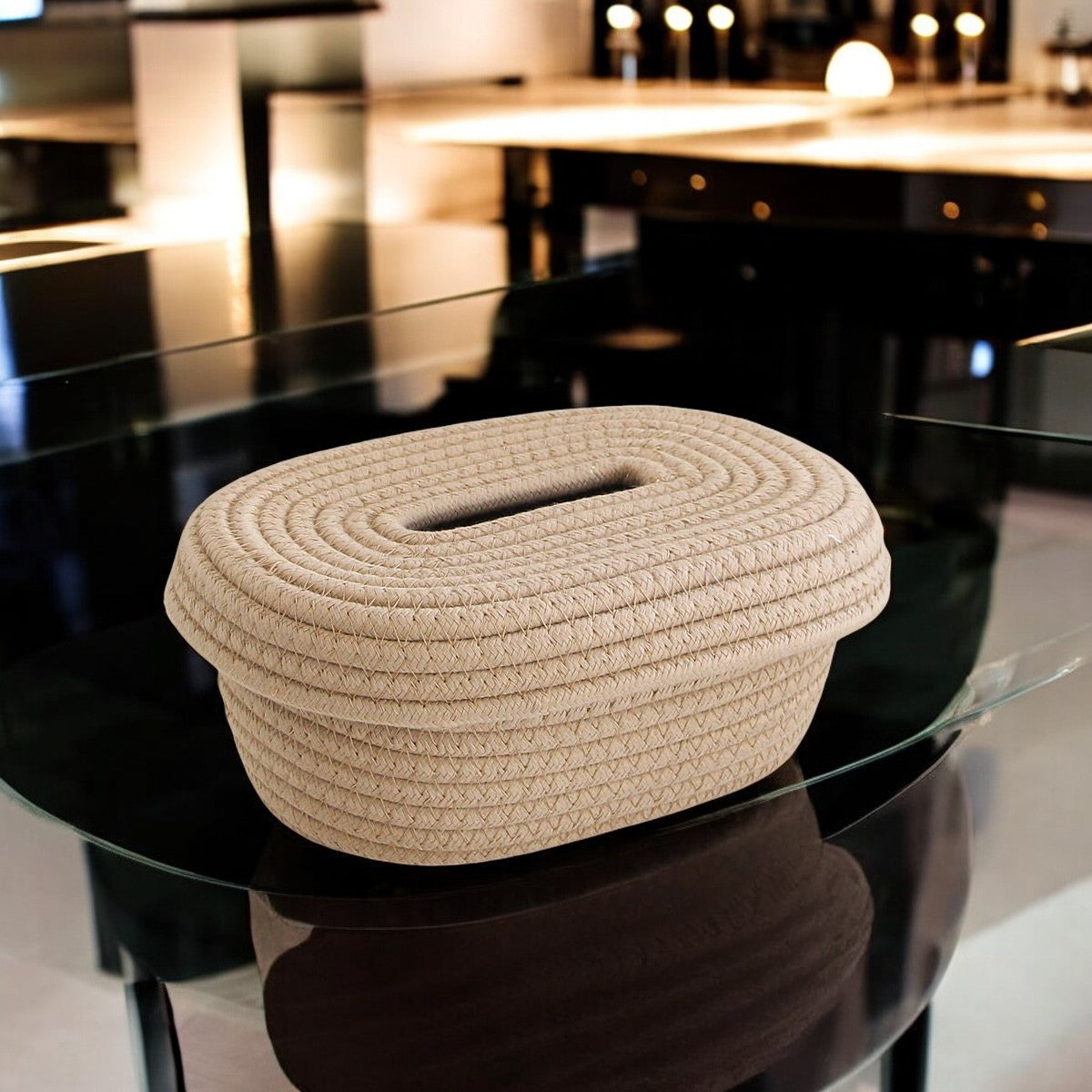 Minimalist Woven Storage Basket with Lid