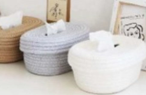 Minimalist Woven Storage Basket with Lid