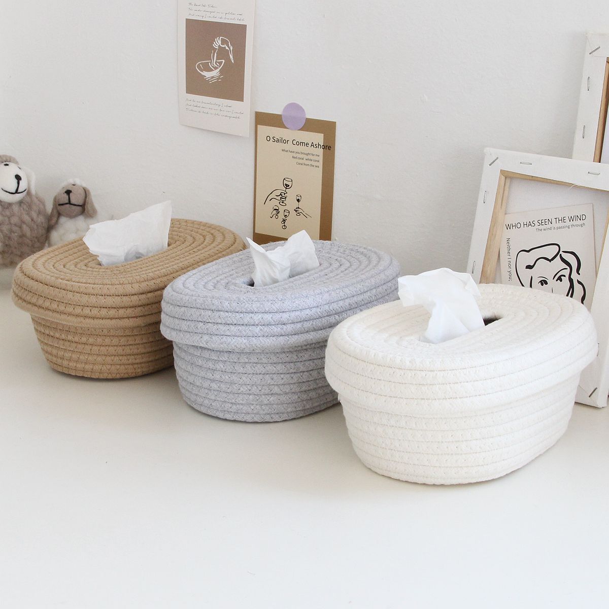 Minimalist Woven Storage Basket with Lid
