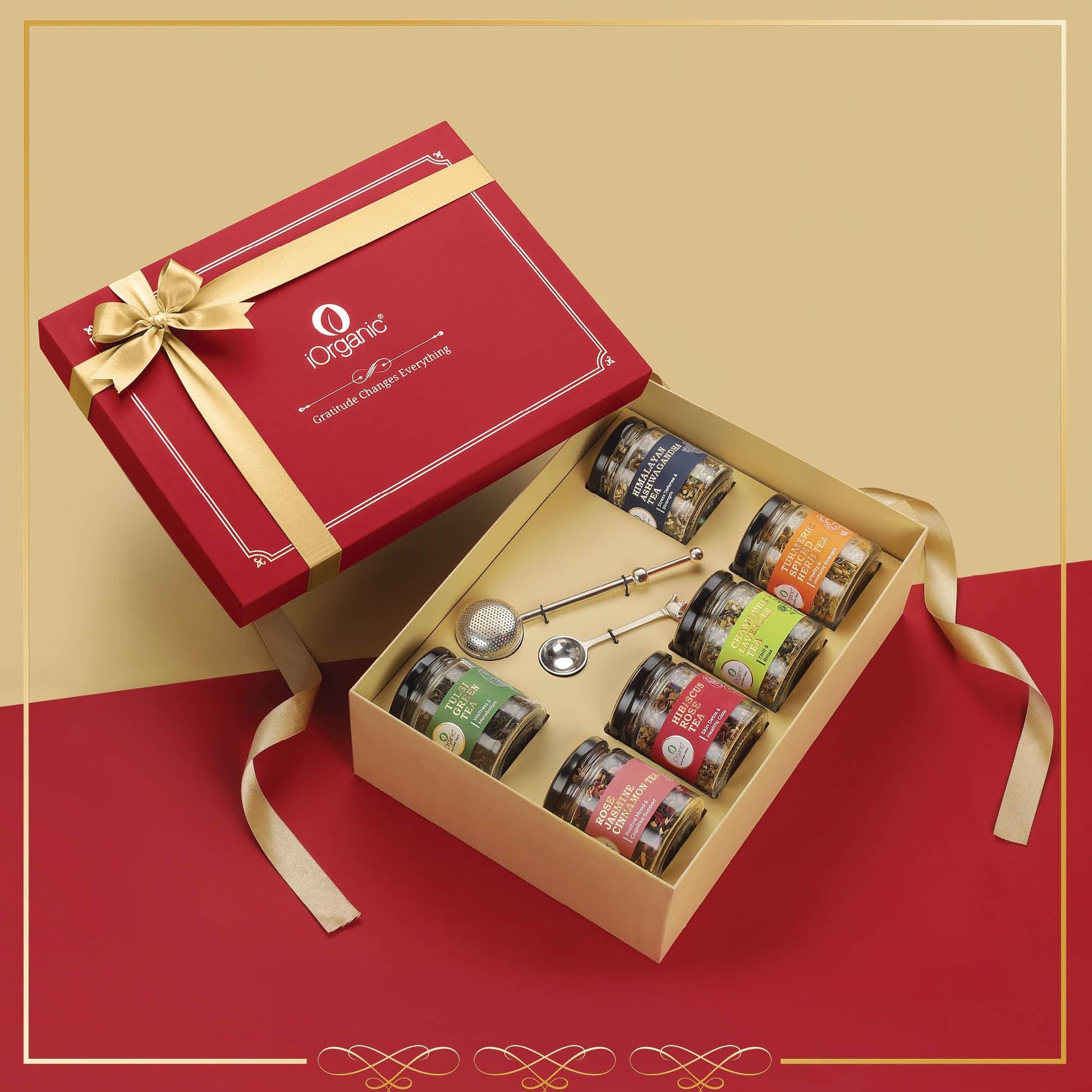 iorganic Celebri tea Ritual Box / Assortment of 8 Products / Organic Wellness Teas & Teaware, diwali gifting, festive gifting, wedding gifting, corporate gifting