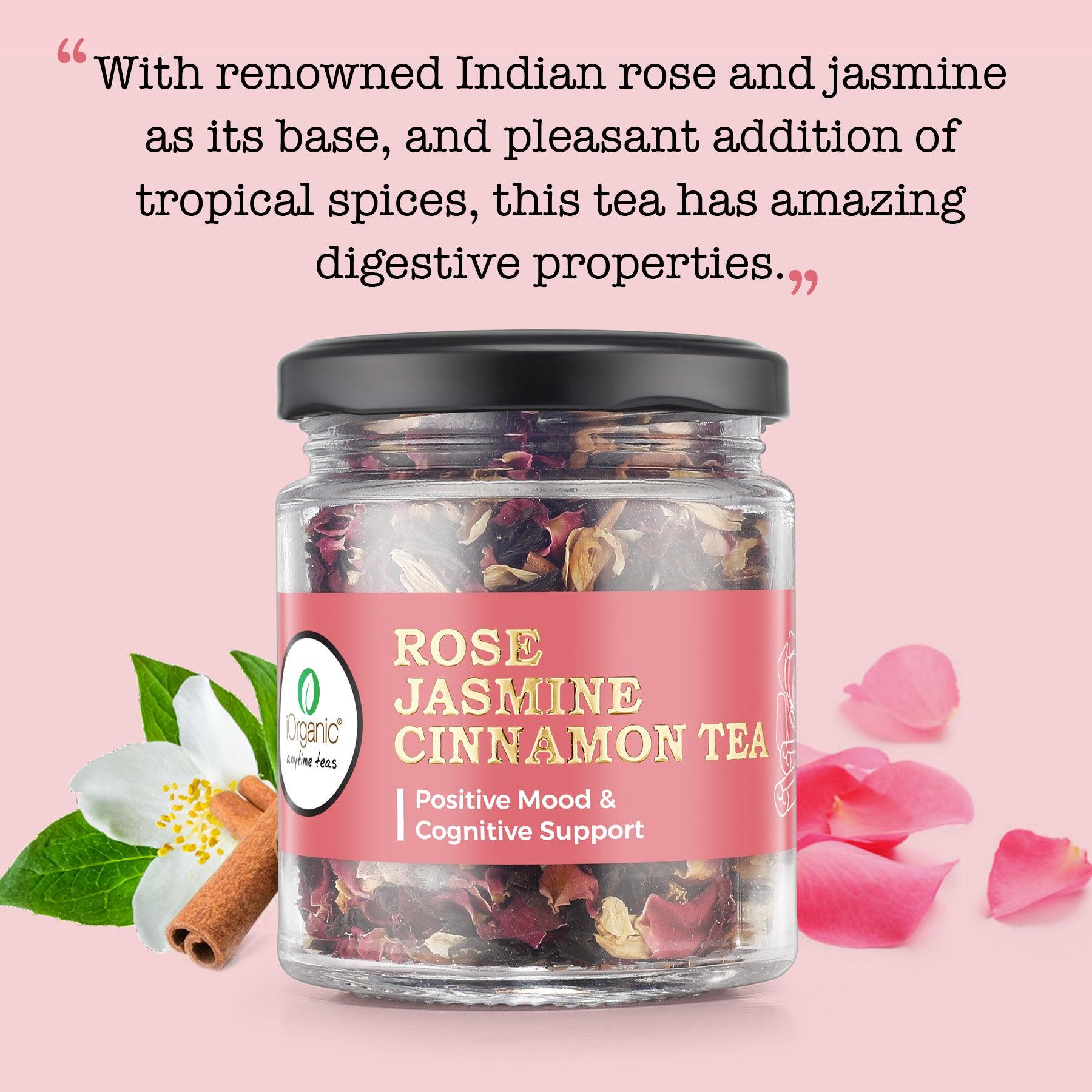 iorganic Rose Jasmine Cinnamon Tea, Stress Reduction Tea, Improved Sleep Tea, Immune Support Tea, Antioxidant Boost Tea