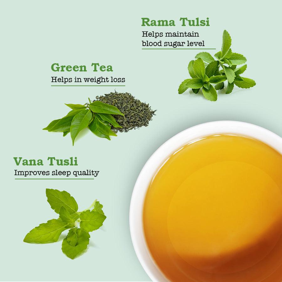 iorganic Tulsi Green Tea | Yoga Blend â€“ For Wellness & Metabolism, Stress Reduction Tea, Improved Sleep Tea, Immune Support Tea, Antioxidant Boost Tea