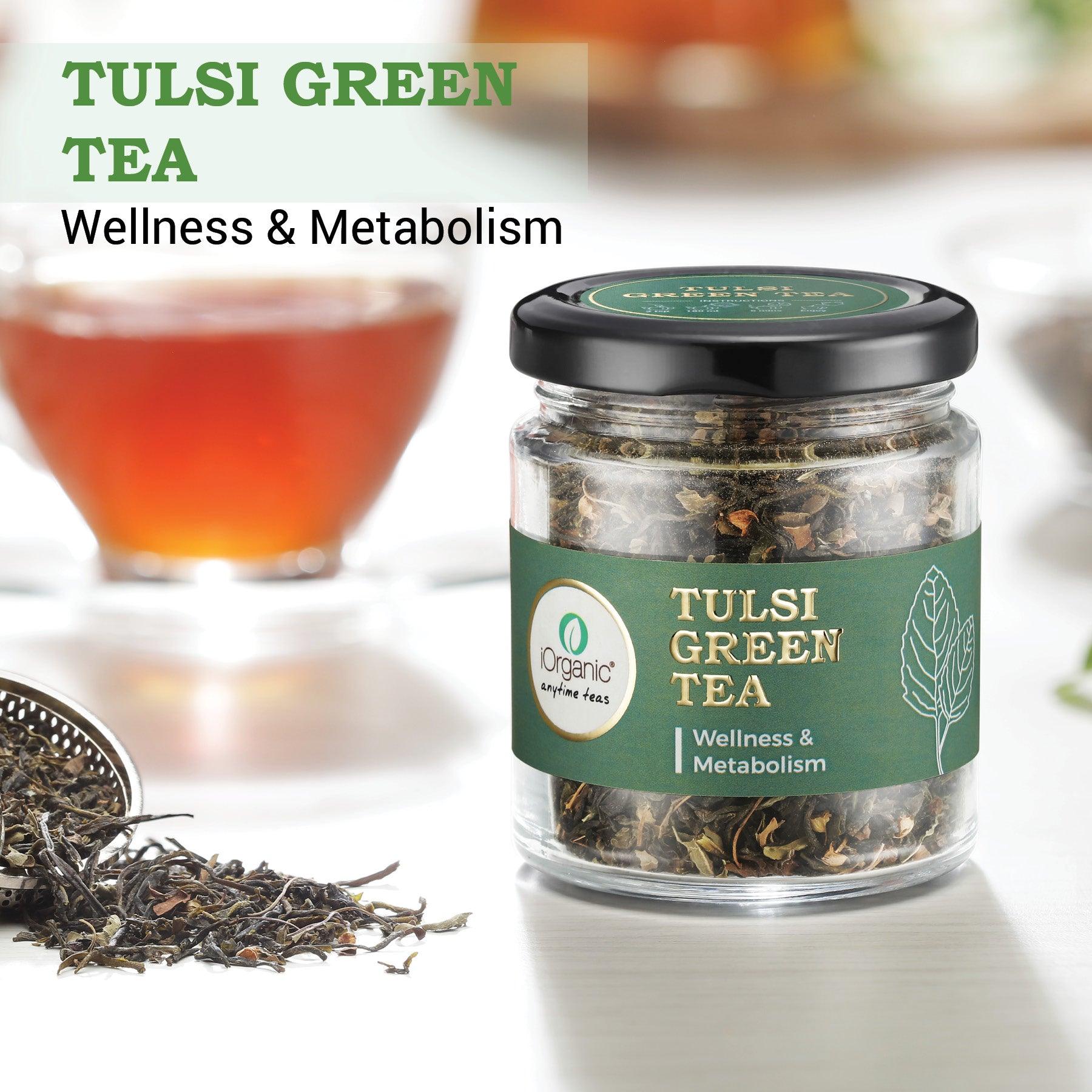 iorganic Tulsi Green Tea | Yoga Blend â€“ For Wellness & Metabolism, Stress Reduction Tea, Improved Sleep Tea, Immune Support Tea, Antioxidant Boost Tea