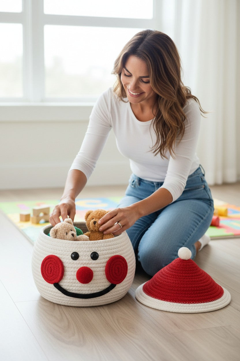 Cheerful Snowman-Themed Storage Basket