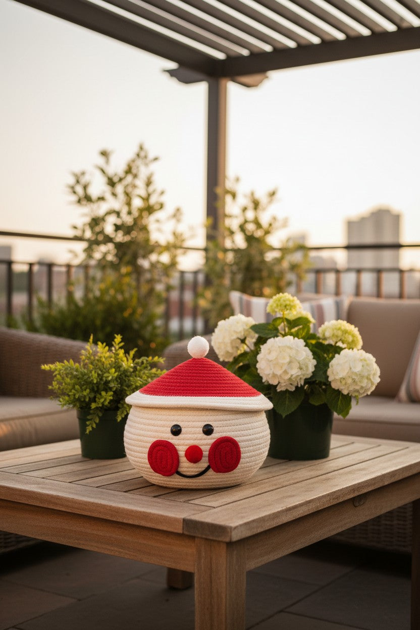 Cheerful Snowman-Themed Storage Basket