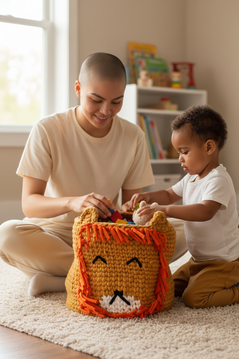 Lion Crochet Storage Basket