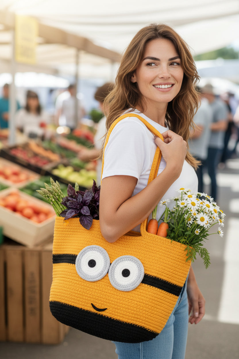 FLO's Playful Minion-Inspired Crochet Tote