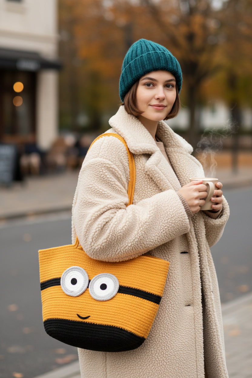 FLO's Playful Minion-Inspired Crochet Tote
