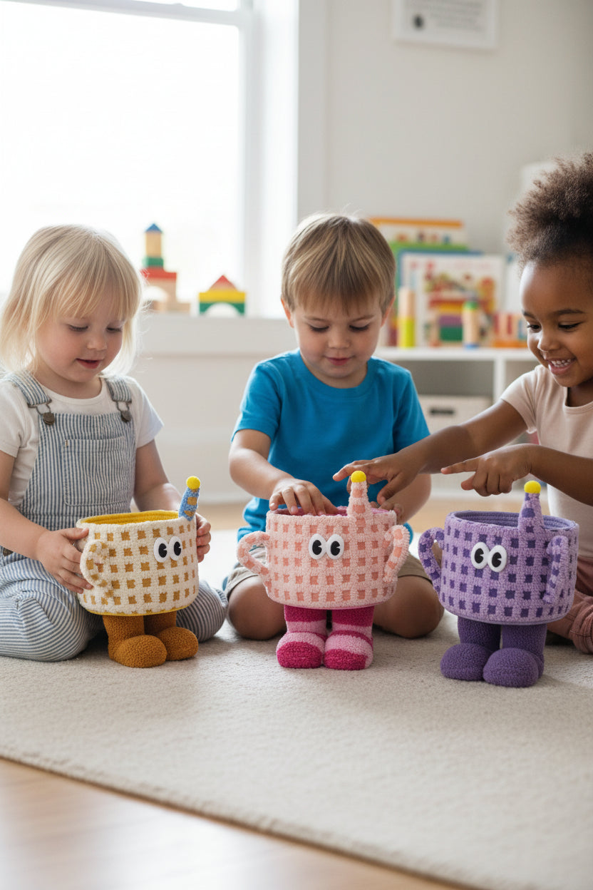 Peek-a-Boo Footed Crochet Basket